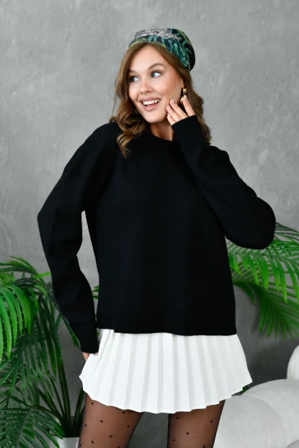 Kadın Bisiklet Yaka Corspan Triko Kazak