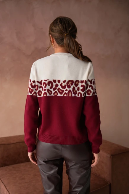 Kadın Bisiklet Yaka Desenli Triko Kazak