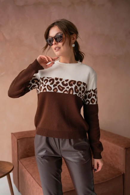 Kadın Bisiklet Yaka Desenli Triko Kazak