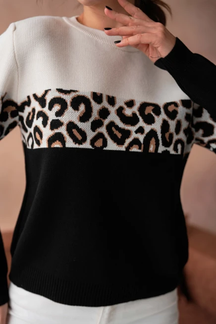 Kadın Bisiklet Yaka Desenli Triko Kazak