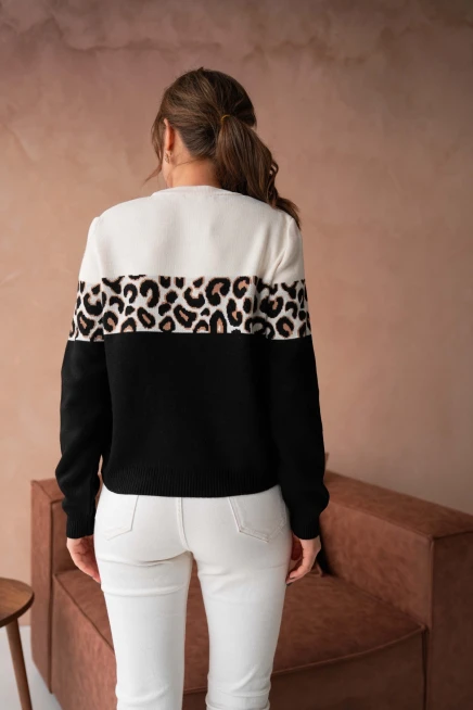 Kadın Bisiklet Yaka Desenli Triko Kazak