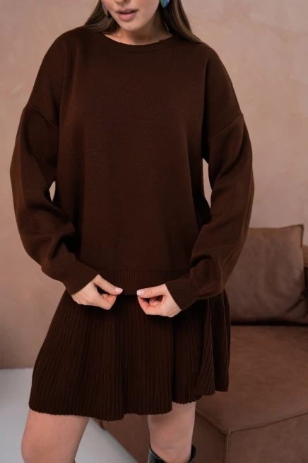 Kadın Bisiklet Yaka Kazak Etek İkili Takım