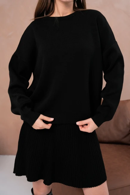 Kadın Bisiklet Yaka Kazak Etek İkili Takım