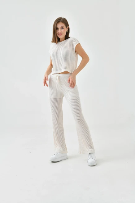 Bisiklet Yaka Kolsuz Bluz Pantolon İkili Takım