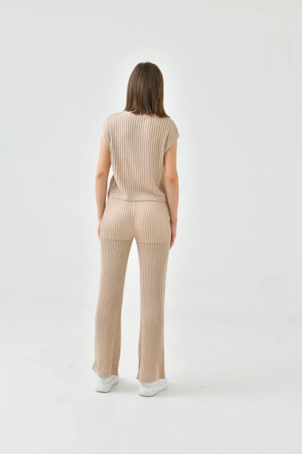 Bisiklet Yaka Kolsuz Bluz Pantolon İkili Takım