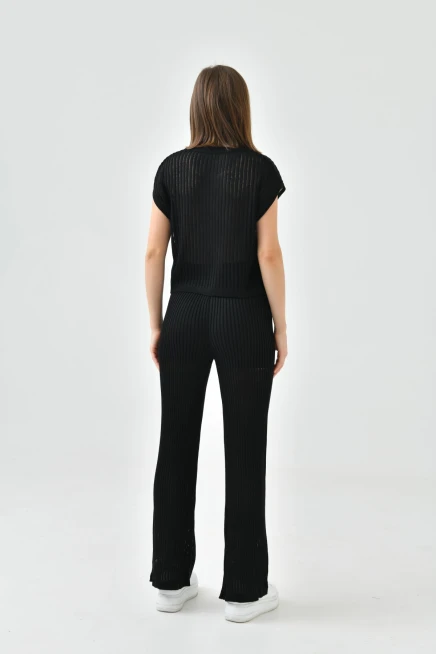 Bisiklet Yaka Kolsuz Bluz Pantolon İkili Takım