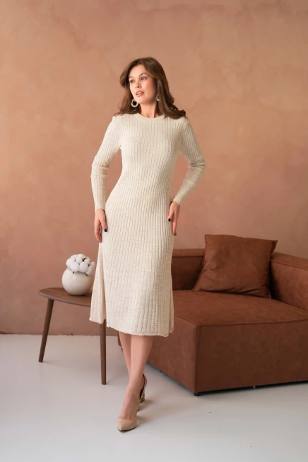 Kadın Bisiklet Yaka Lurex Uzun Triko Elbise