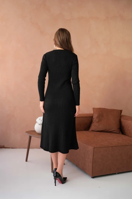 Kadın Bisiklet Yaka Lurex Uzun Triko Elbise