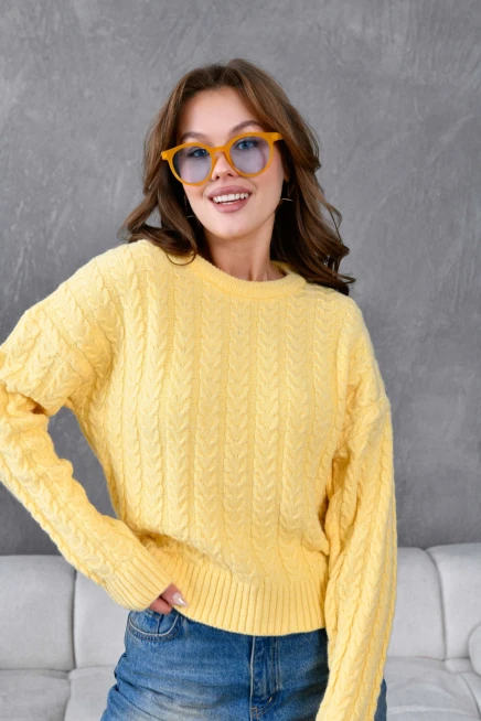 Kadın Bisiklet Yaka Örgü Detay Triko Kazak