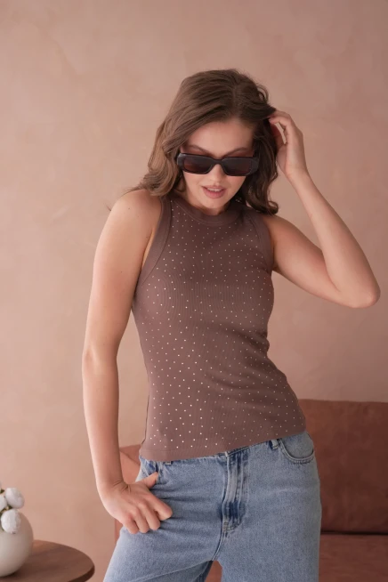 Taş Aksesuar Detaylı Slim Fit Basic Atlet