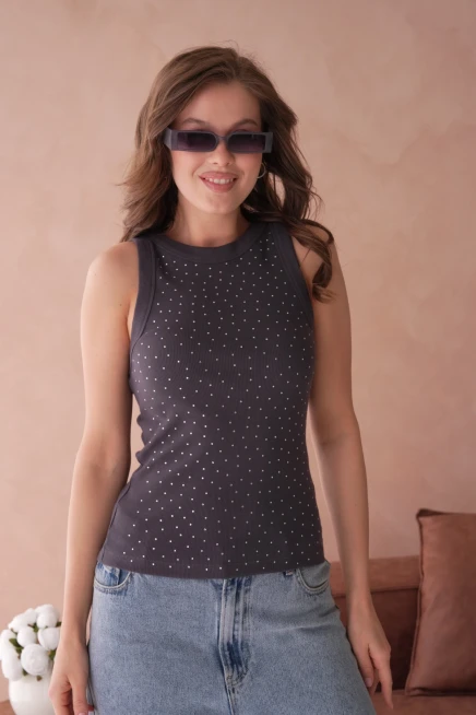 Taş Aksesuar Detaylı Slim Fit Basic Atlet