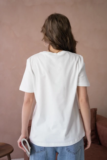 Bisiklet Yaka Varak Baskılı Basic T-Shirt