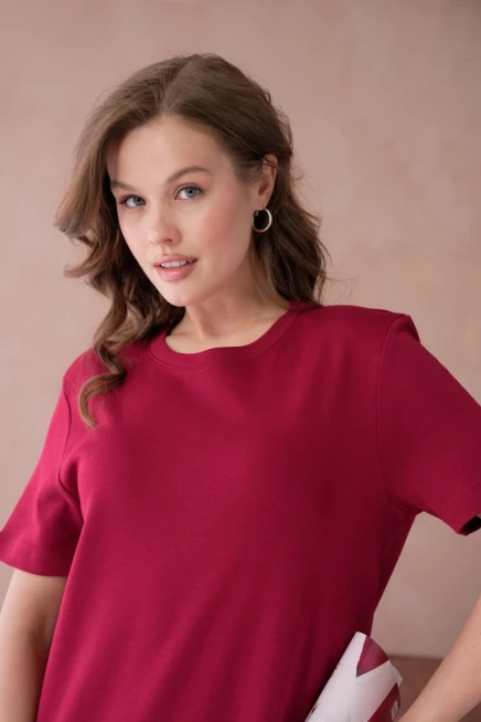 Bisiklet Yaka Yırtmaçlı Salaş Basic Penye Elbise