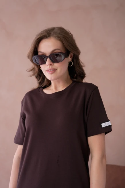 Bisiklet Yaka Yırtmaçlı Salaş Basic Penye Elbise