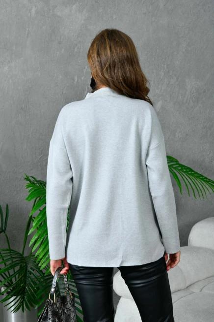 Kadın Dik Yaka Salaş Triko Kazak