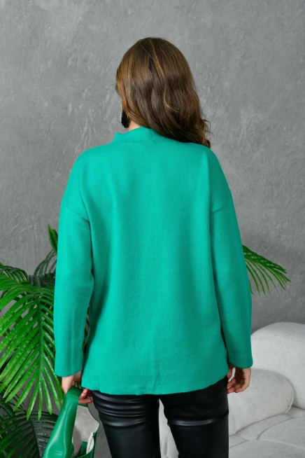 Kadın Dik Yaka Salaş Triko Kazak