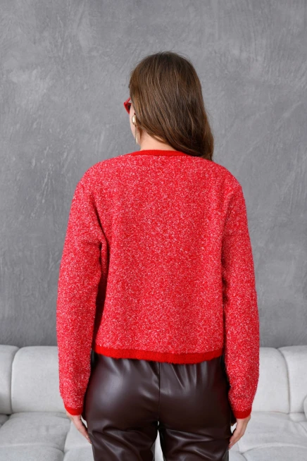 Kadın Düğme Detay Bürümcük Triko HIrka