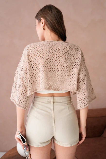 Kadın Kayık Yaka Ajurlı Triko Kazak