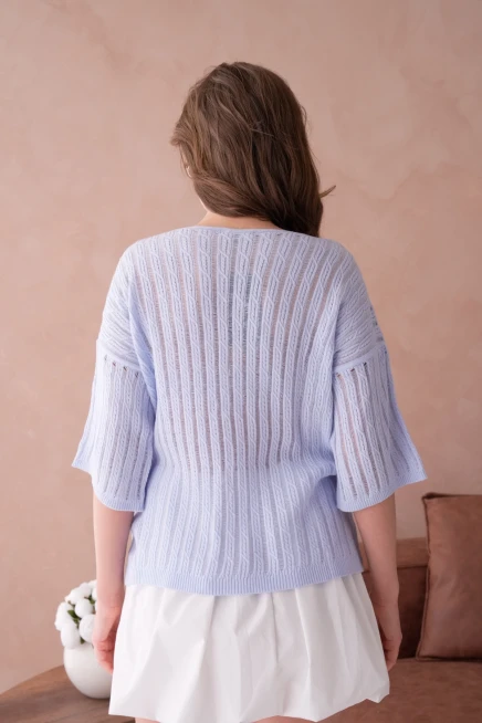 Kayık Yaka Çiçek Aplikeli Salaş Triko Kazak