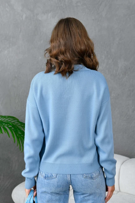 Kadın Polo Yaka Yumuşak Dokulu Triko Kazak