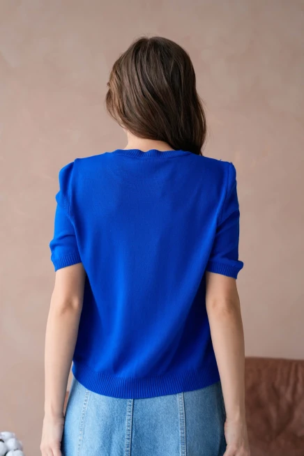 Kadın Taş İşlemeli Kalpli Triko Kazak