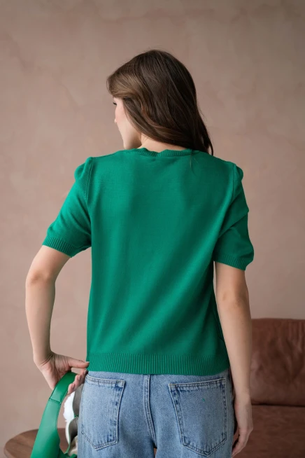 Kadın Taş İşlemeli Kalpli Triko Kazak