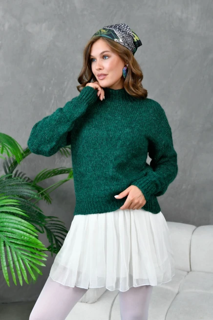 Kadın Yarım Balıkçı Yaka Triko Kazak