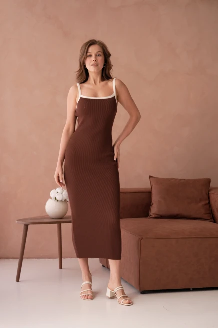 Askılı Slim Fit Kaşkorse Balık Triko Elbise