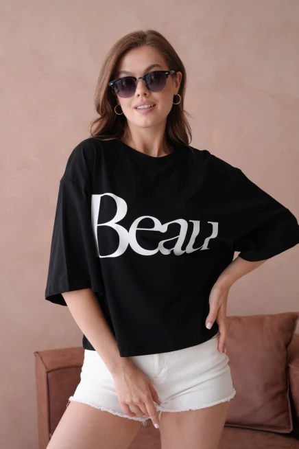 Baskılı Crop Basic T-Shirt
