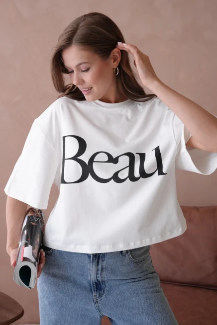 Baskılı Crop Basic T-Shirt