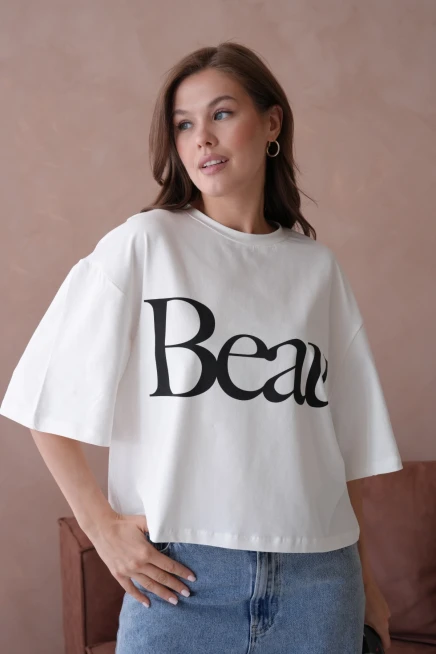 Baskılı Crop Basic T-Shirt