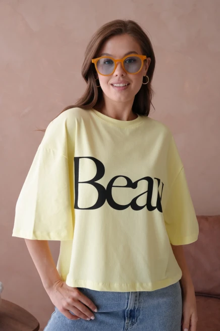 Baskılı Crop Basic T-Shirt