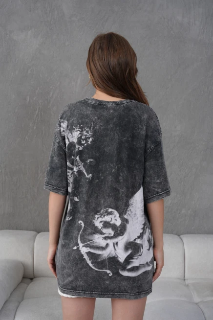 Baskılı Yıkamalı Salaş Basic T-Shirt