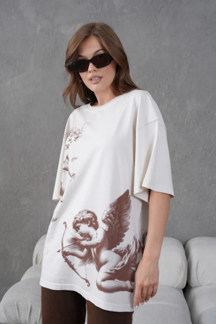 Baskılı Yıkamalı Salaş Basic T-Shirt