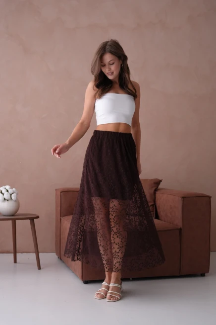 Beli Lastikli Astarlı Tül Etek