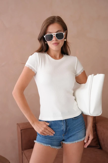 Dantel Detaylı Örme Body Bluz