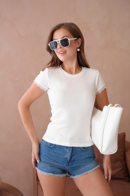 Dantel Detaylı Örme Body Bluz