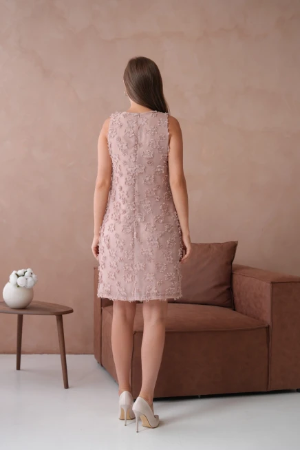 Bisiklet Yaka Astarlı Şifon Elbise