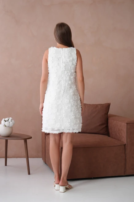 Bisiklet Yaka Astarlı Şifon Elbise