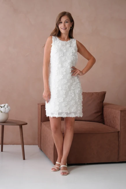 Bisiklet Yaka Astarlı Şifon Elbise