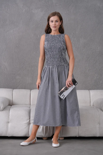 Gipeli Maxi Boy Pötikareli Yazlık Dokuma Elbise