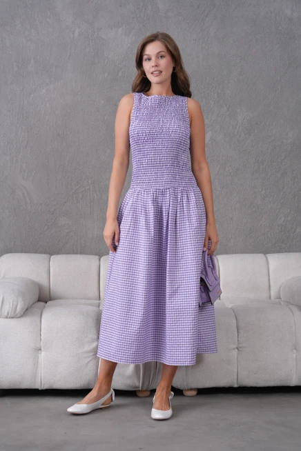 Gipeli Maxi Boy Pötikareli Yazlık Dokuma Elbise