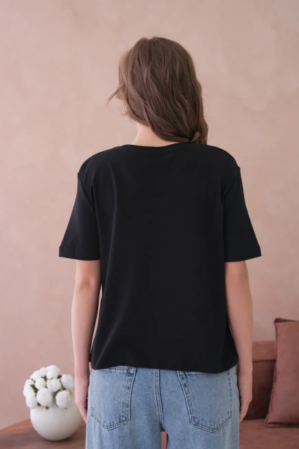Kalp Nakışlı Basic T-Shirt