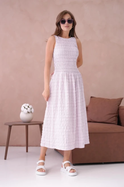 Kolsuz Uzun Ekose Dokuma Elbise