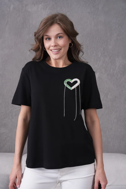 Taş Naksesuar Detaylı Basic T-Shirt