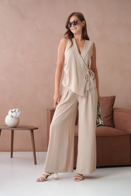 Bluz Pantolon İkili Keten Takım