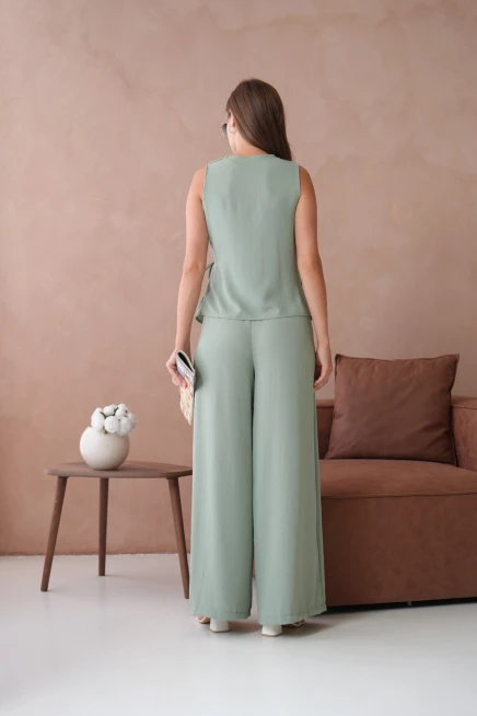 Bluz Pantolon İkili Keten Takım