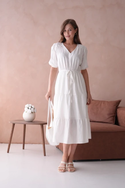 Kısa Kol Lastikli Yazlık Elbise