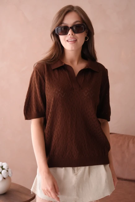 Polo Yaka Kısa Kol Salaş Yazlık T-Shirt