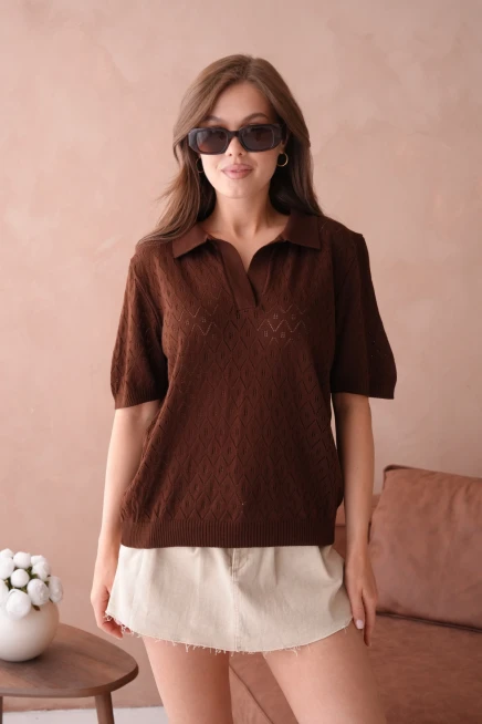 Polo Yaka Kısa Kol Salaş Yazlık T-Shirt